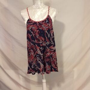Spense Red and Blue Paisley Tank Top